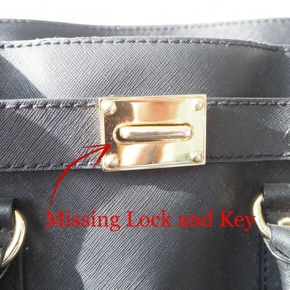 Michael Kors Hamilton Large Saffiano Leather Tote Bag Purse Black / Gold OS - Picture 11 of 11